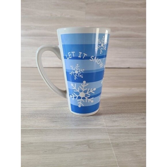 Garden Ridge Let It Snow Mug Tall Winter Coffee Cup Blue Snowflake Holiday - Picture 3 of 7